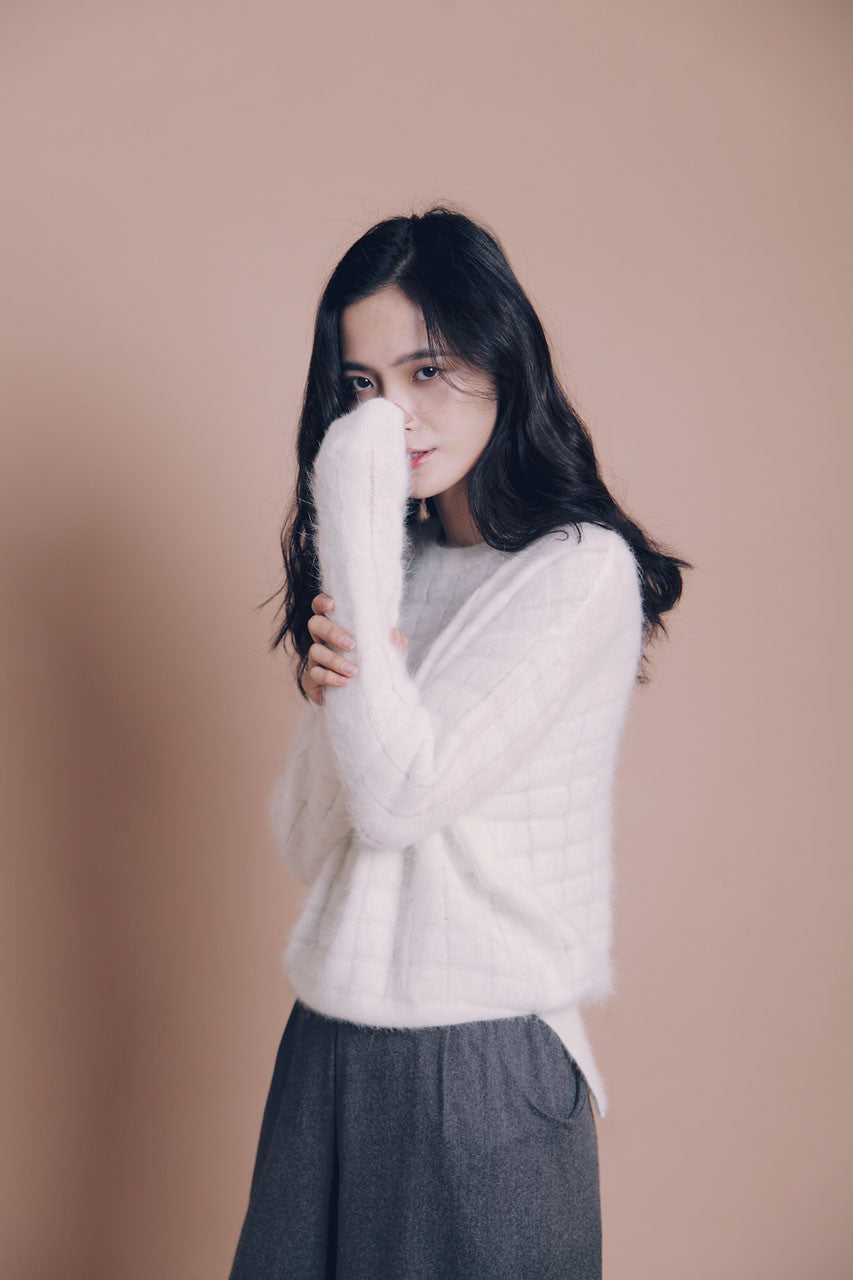 方格壓紋羊毛衣(三色)