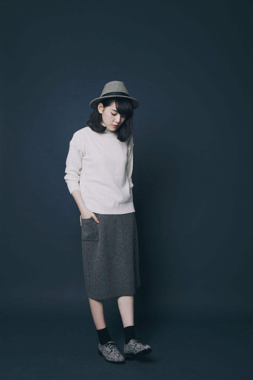 薄軟高領毛線衣-混灰