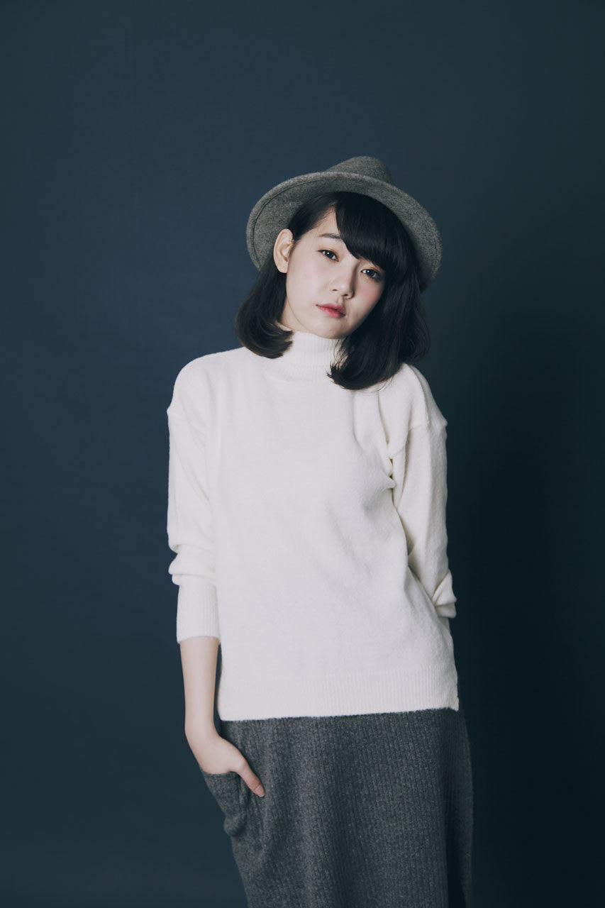 薄軟高領毛線衣-混灰