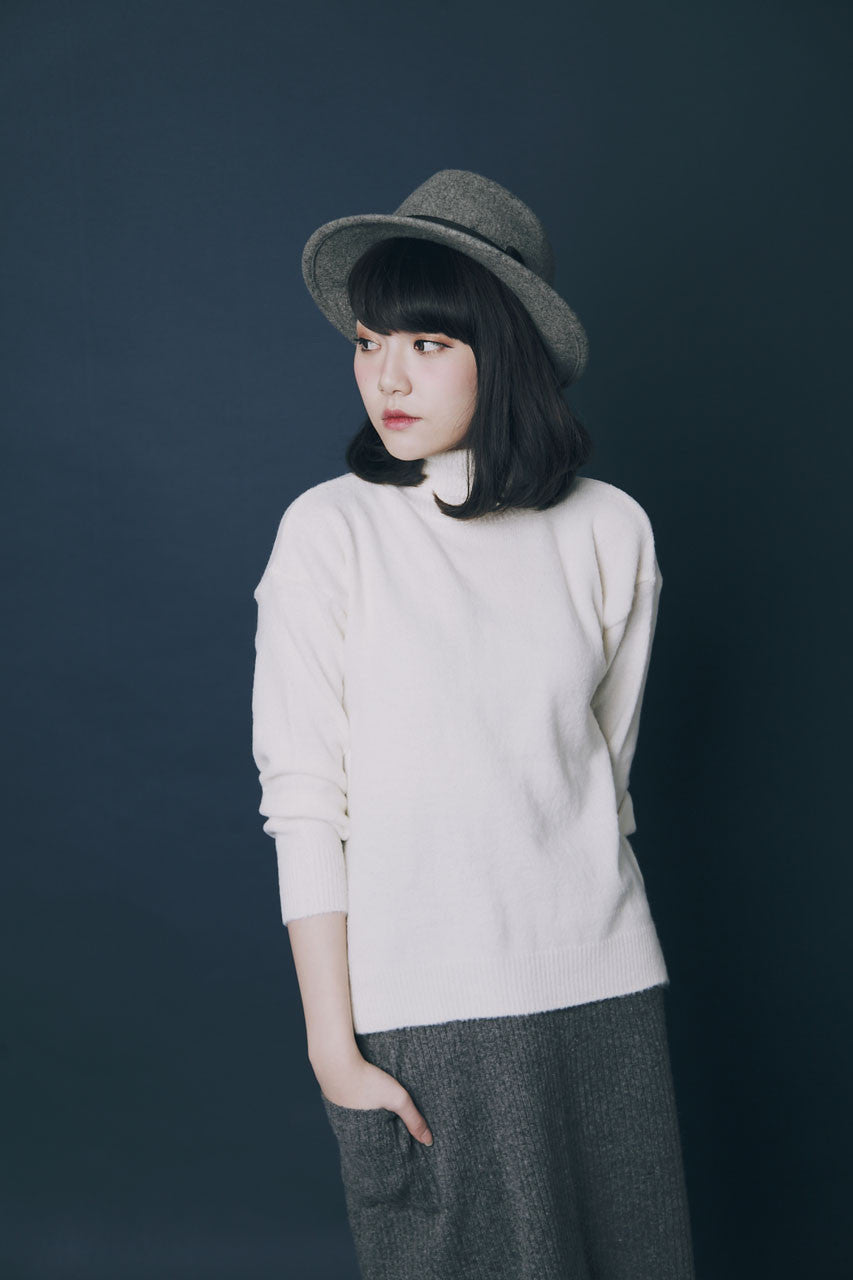 薄軟高領毛線衣-混灰