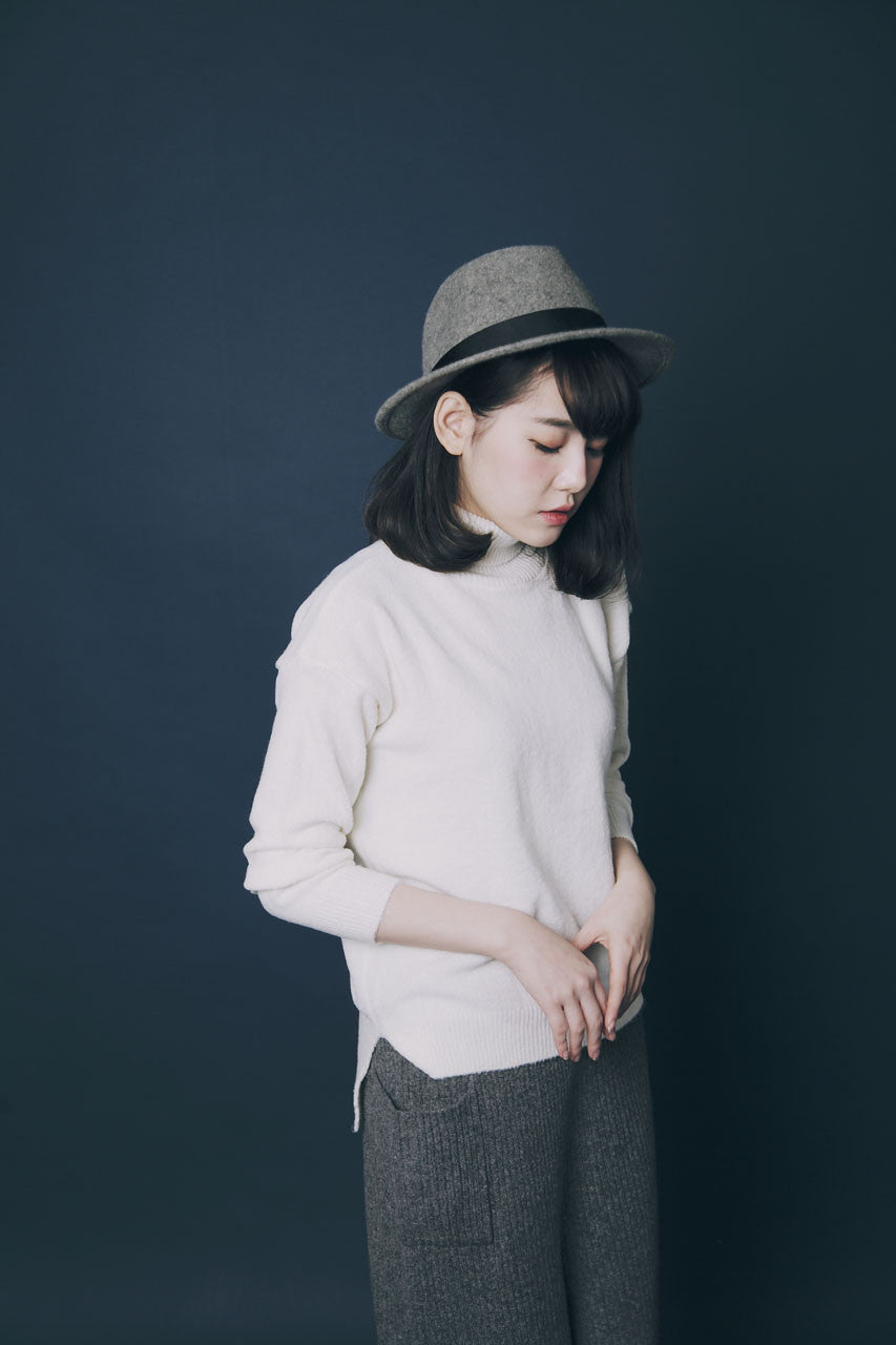 薄軟高領毛線衣-混灰