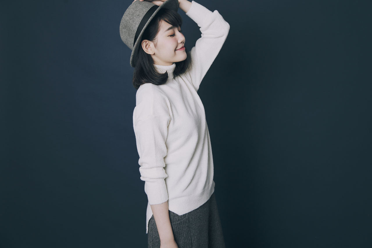 薄軟高領毛線衣-混灰