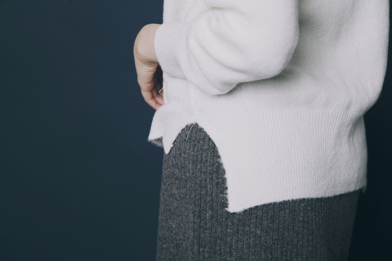 薄軟高領毛線衣-混灰