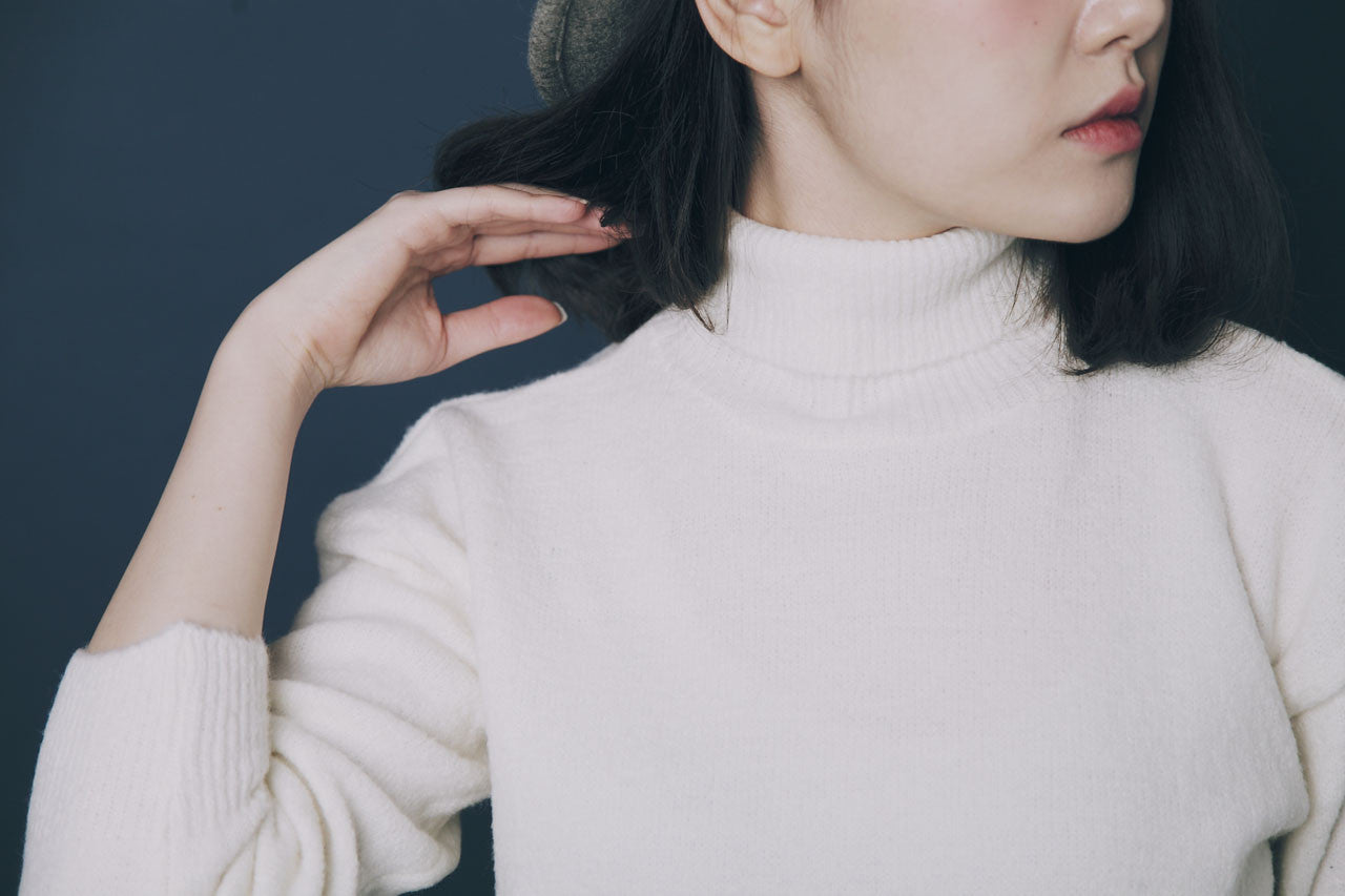 薄軟高領毛線衣-混灰