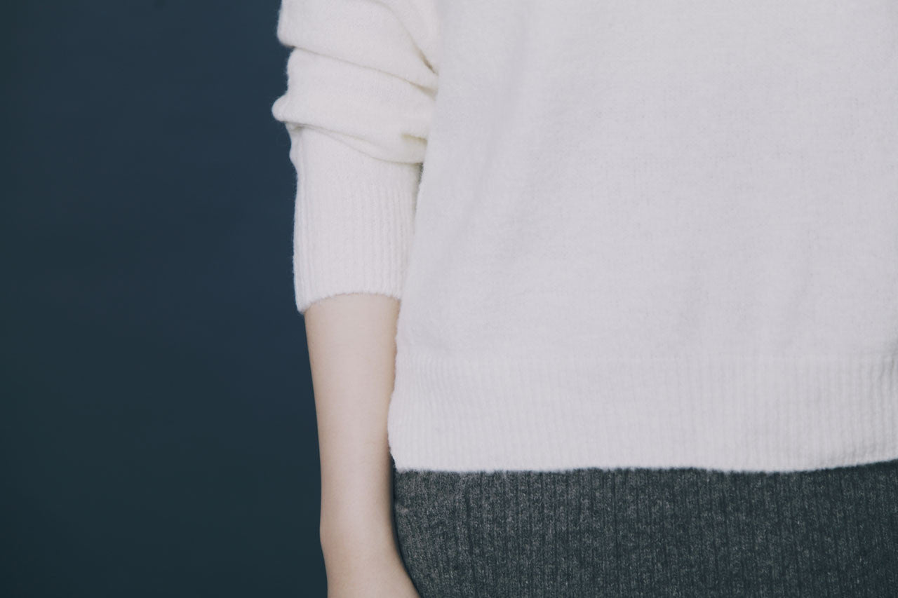 薄軟高領毛線衣-混灰