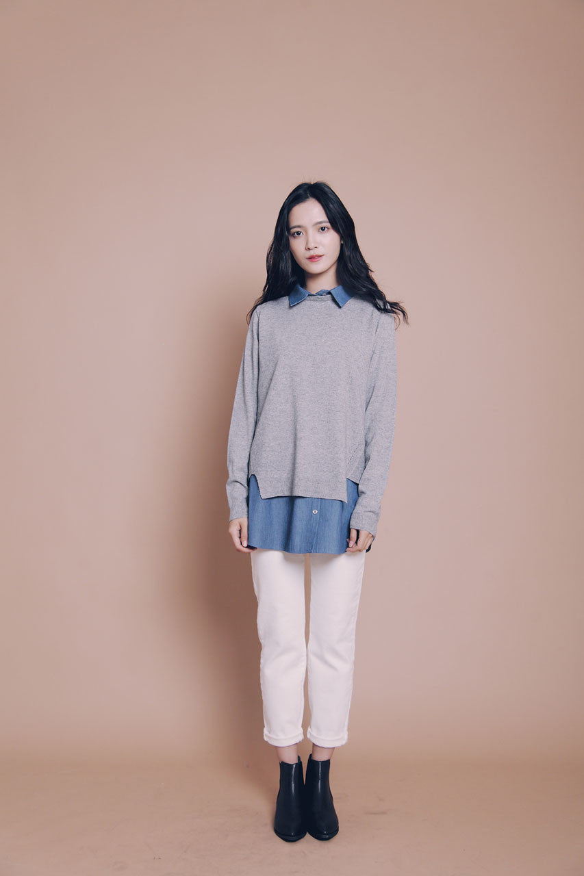 假兩件針織襯衫