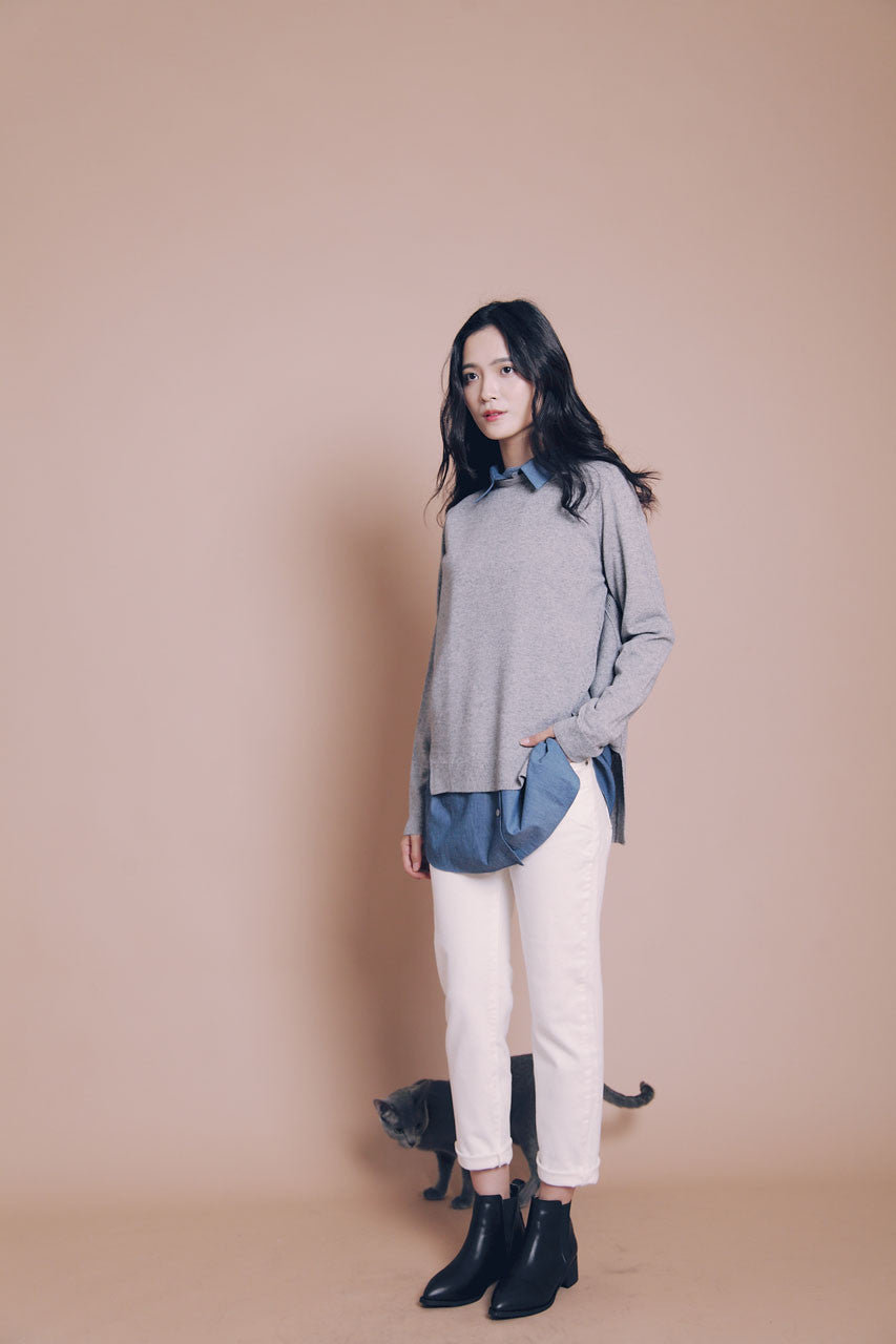 假兩件針織襯衫