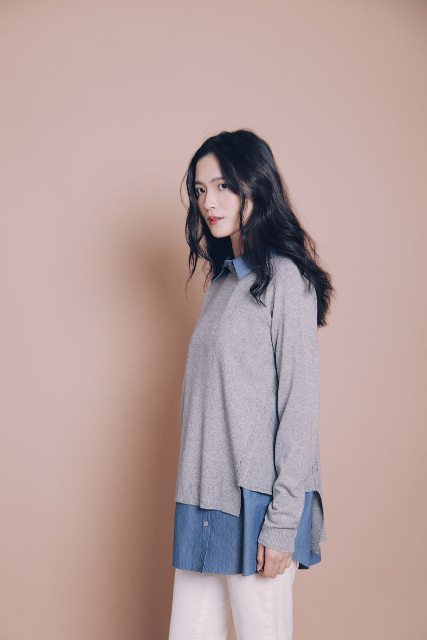 假兩件針織襯衫