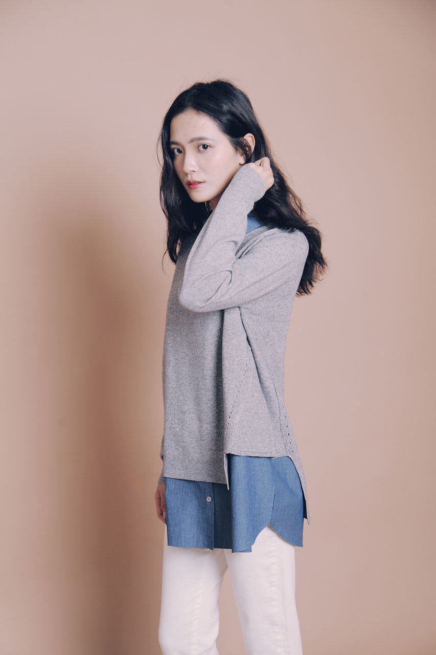 假兩件針織襯衫