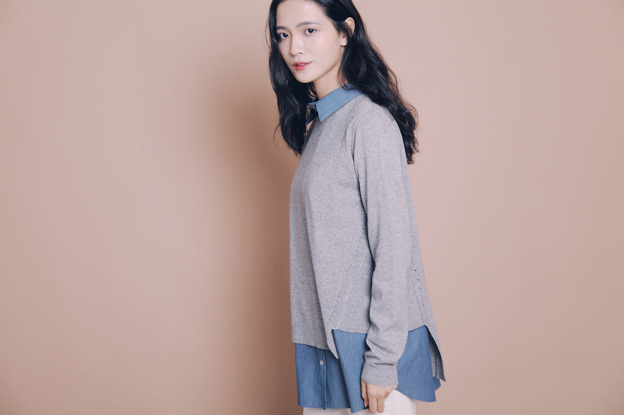 假兩件針織襯衫