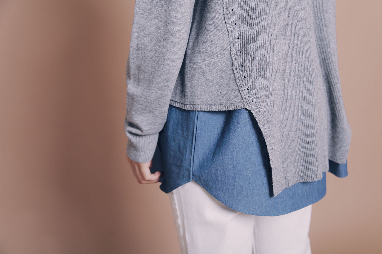 假兩件針織襯衫