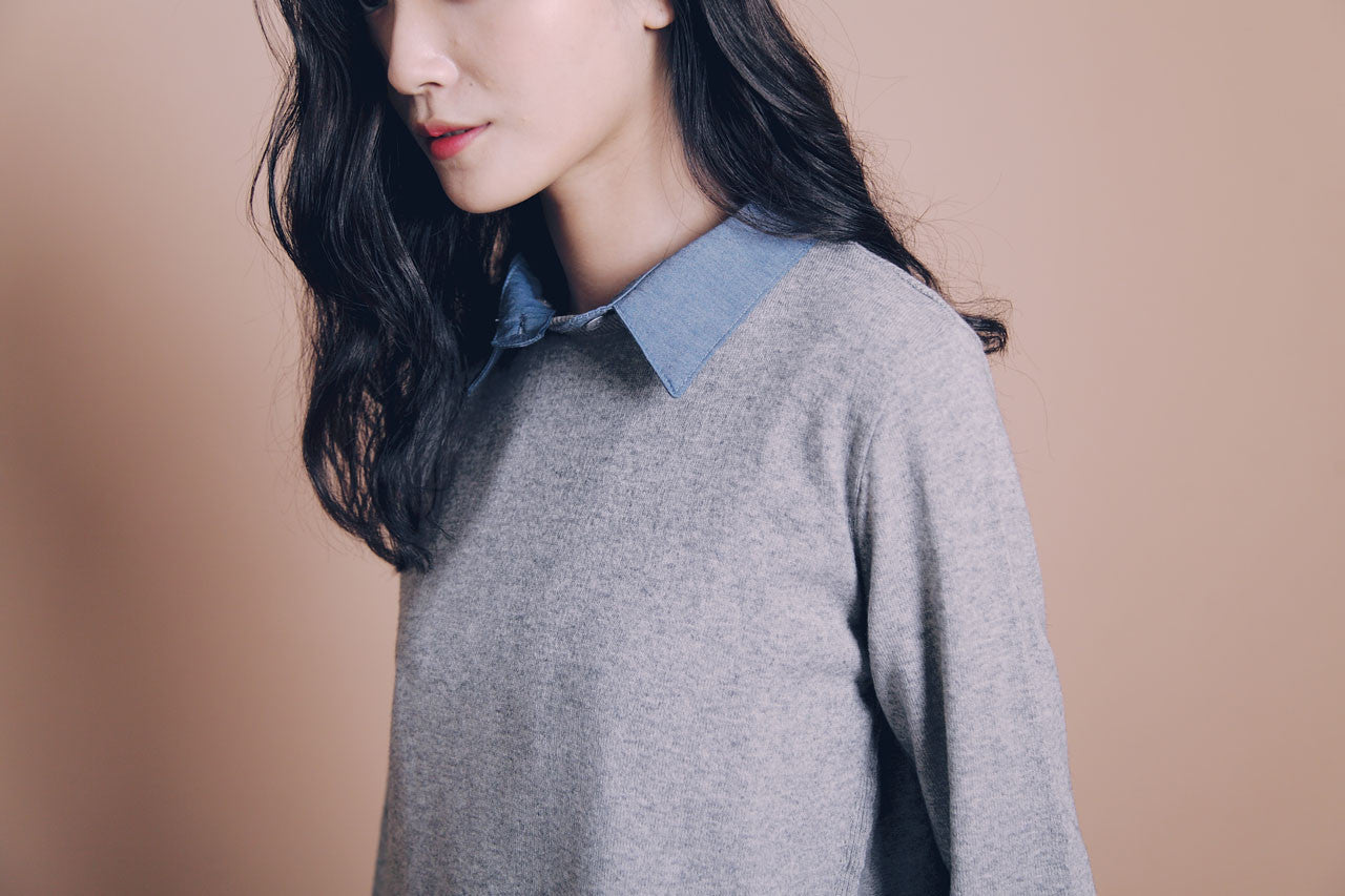 假兩件針織襯衫