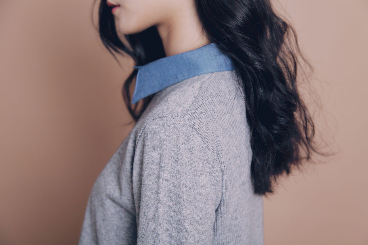 假兩件針織襯衫