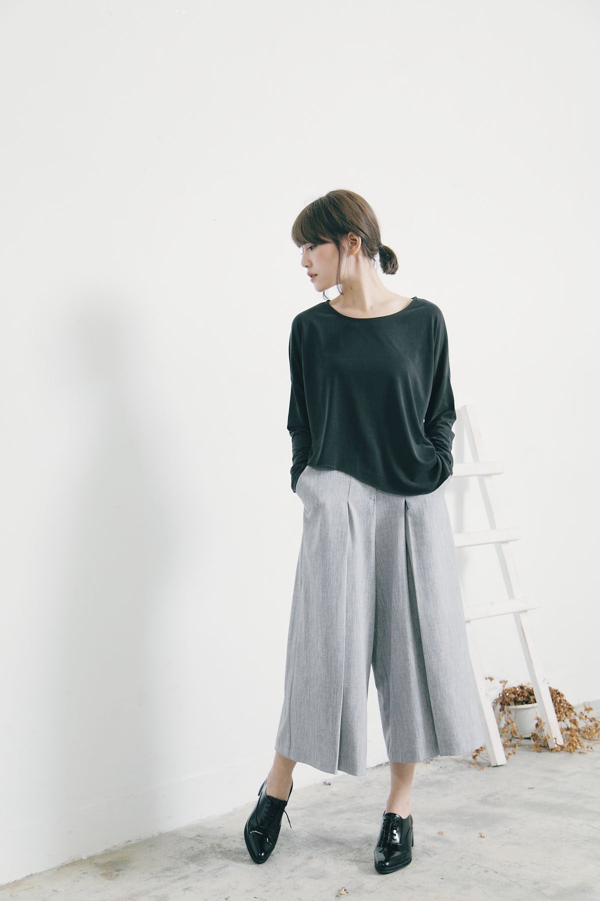 雙活褶八分寬褲(兩色)