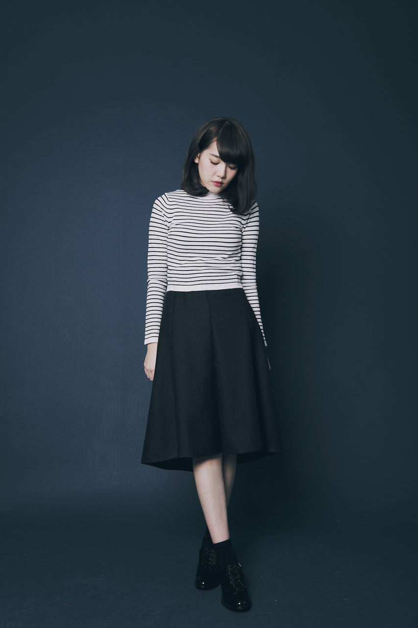 前短後長羊毛圓裙