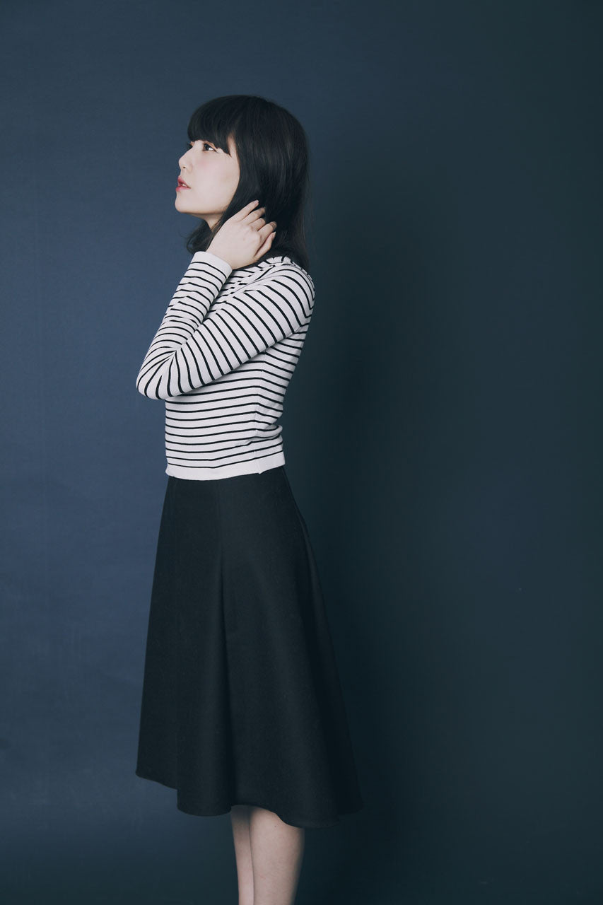 前短後長羊毛圓裙