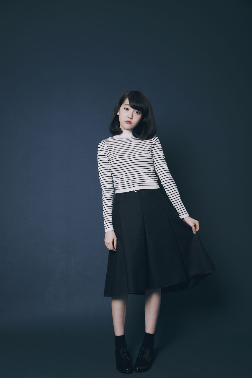 前短後長羊毛圓裙