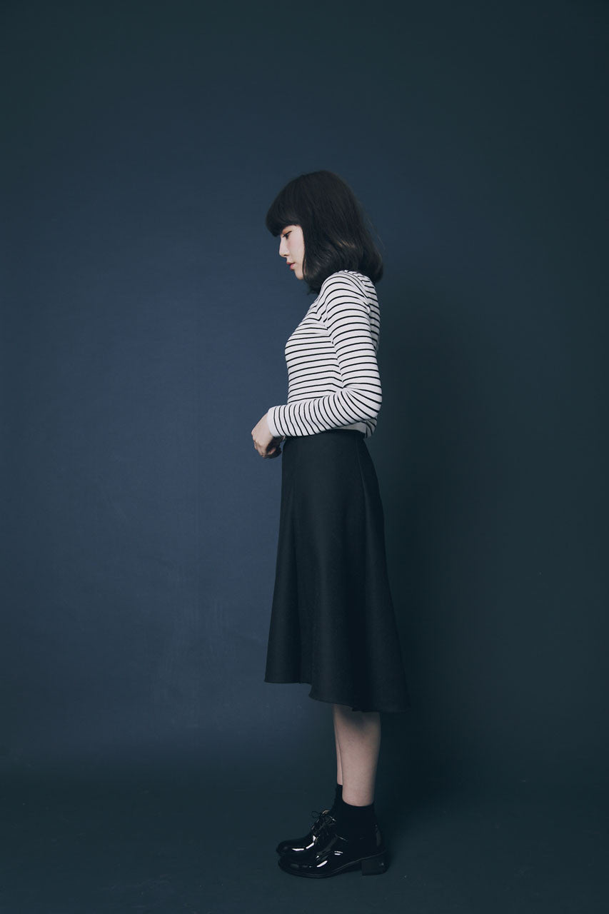 前短後長羊毛圓裙