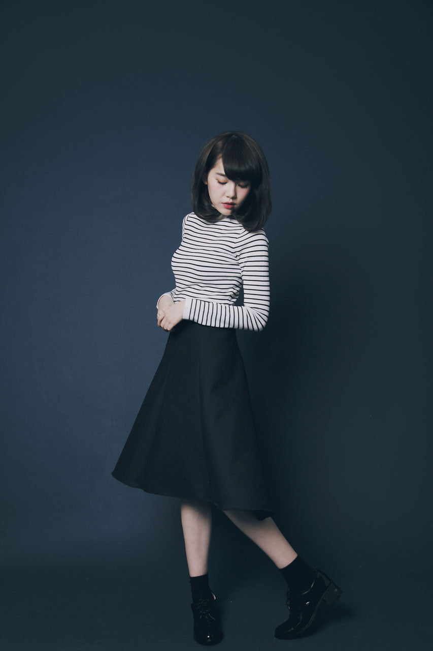 前短後長羊毛圓裙