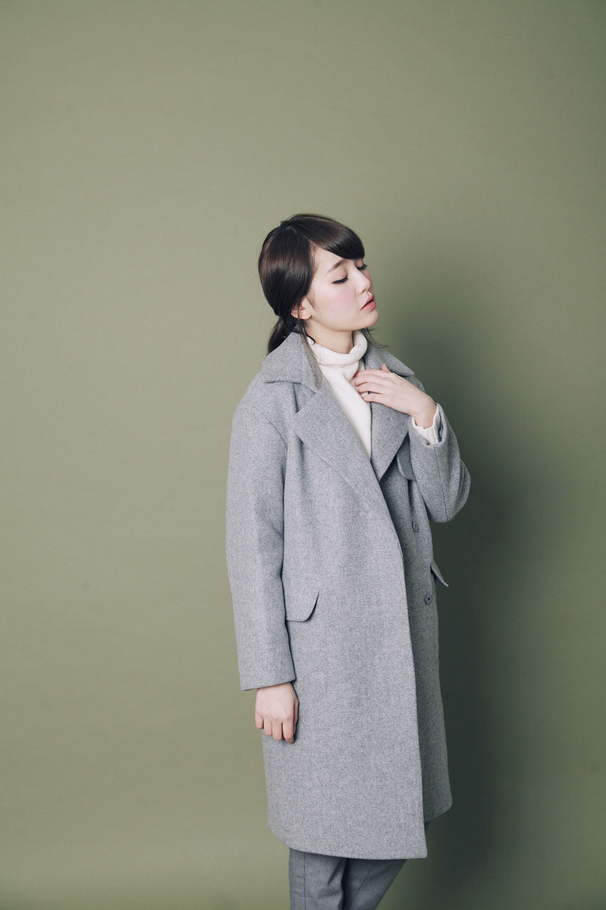 率性翻領羊毛大衣