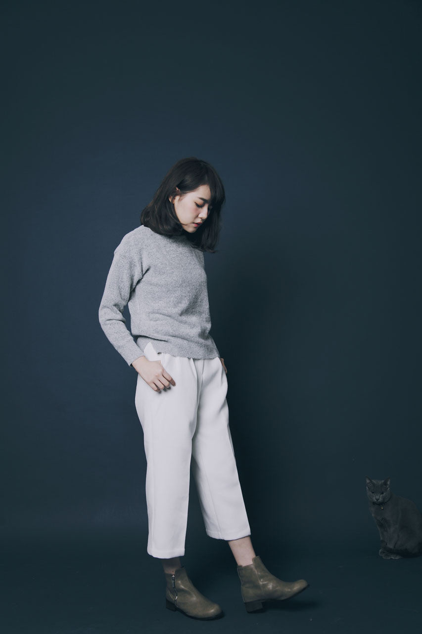 薄軟高領毛線衣-混灰