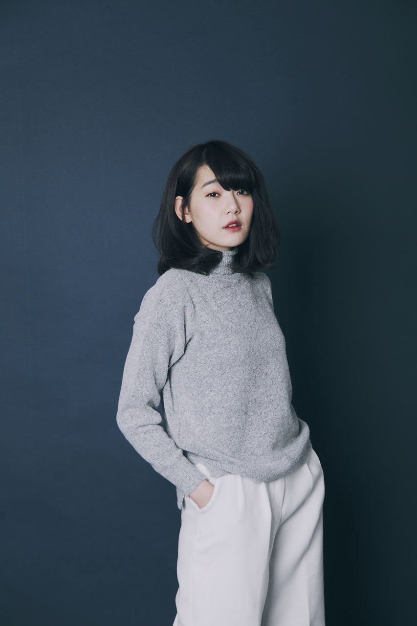 薄軟高領毛線衣-混灰