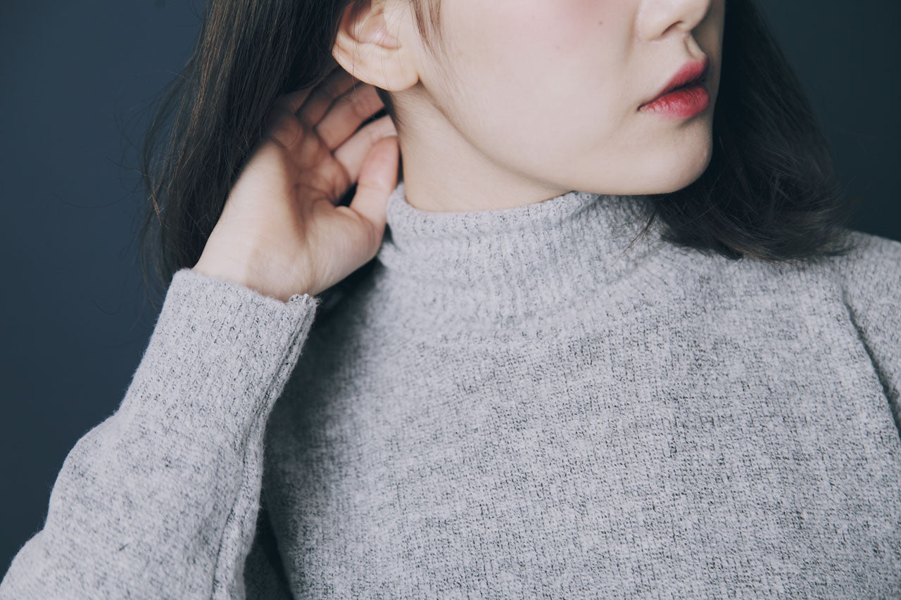 薄軟高領毛線衣-混灰