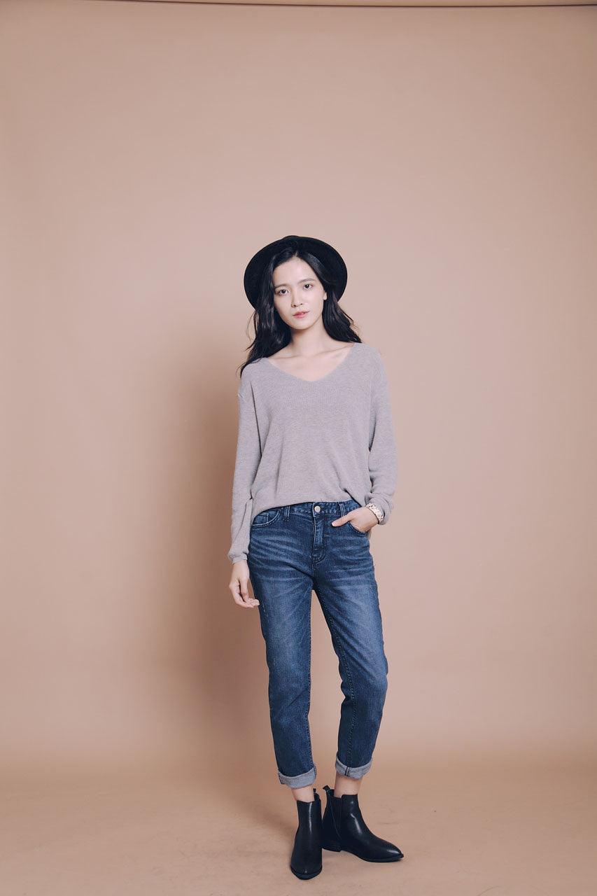 刷色抽鬚小直筒褲