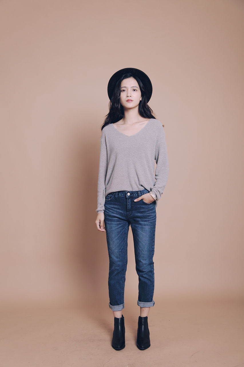 刷色抽鬚小直筒褲