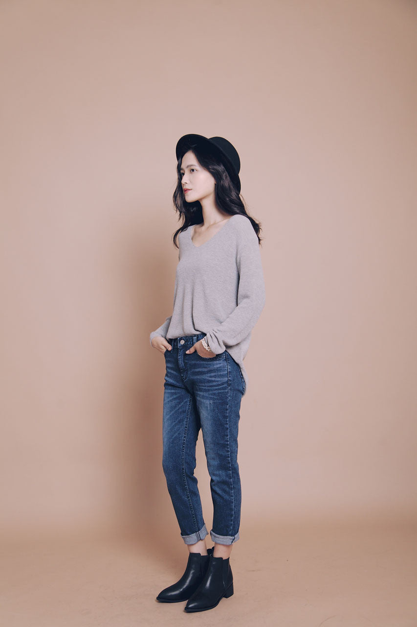 刷色抽鬚小直筒褲