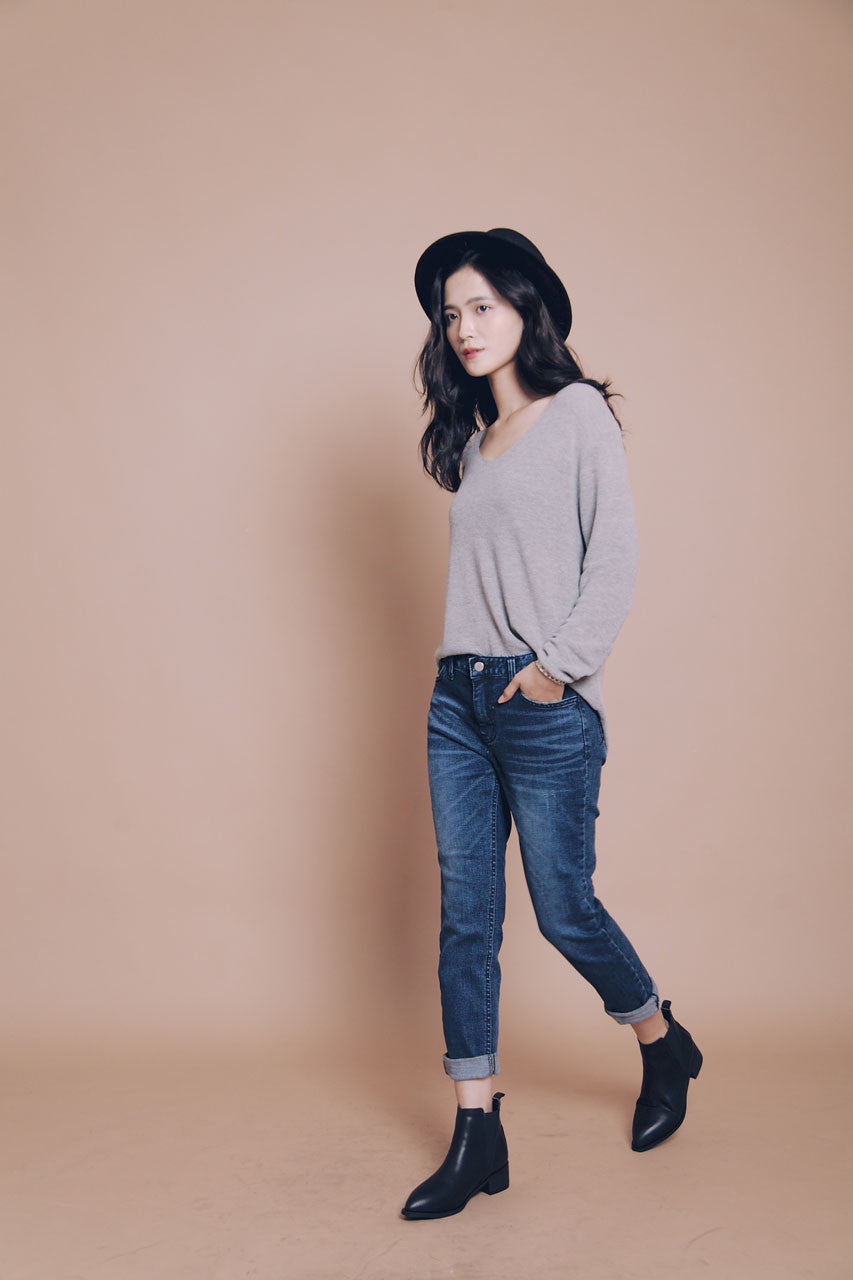 刷色抽鬚小直筒褲