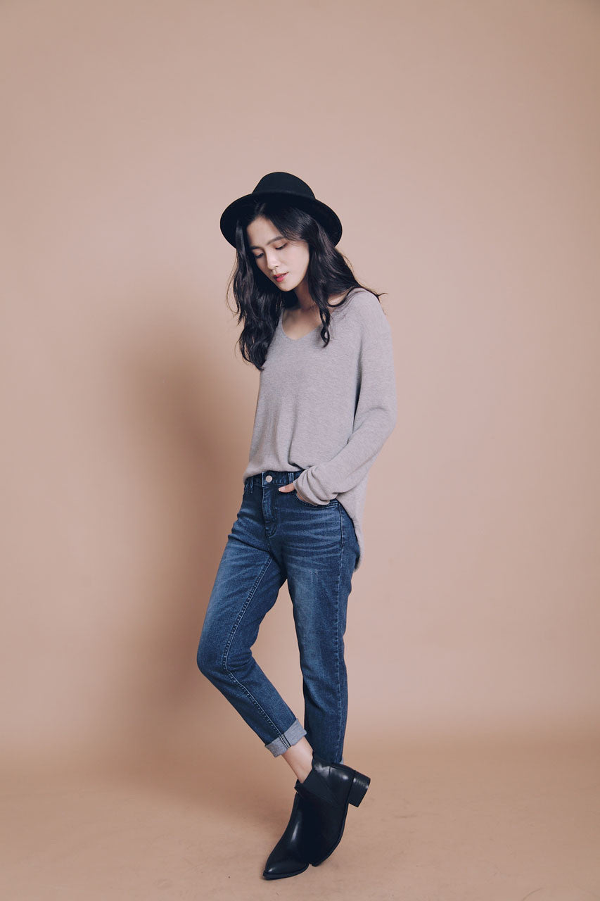 刷色抽鬚小直筒褲