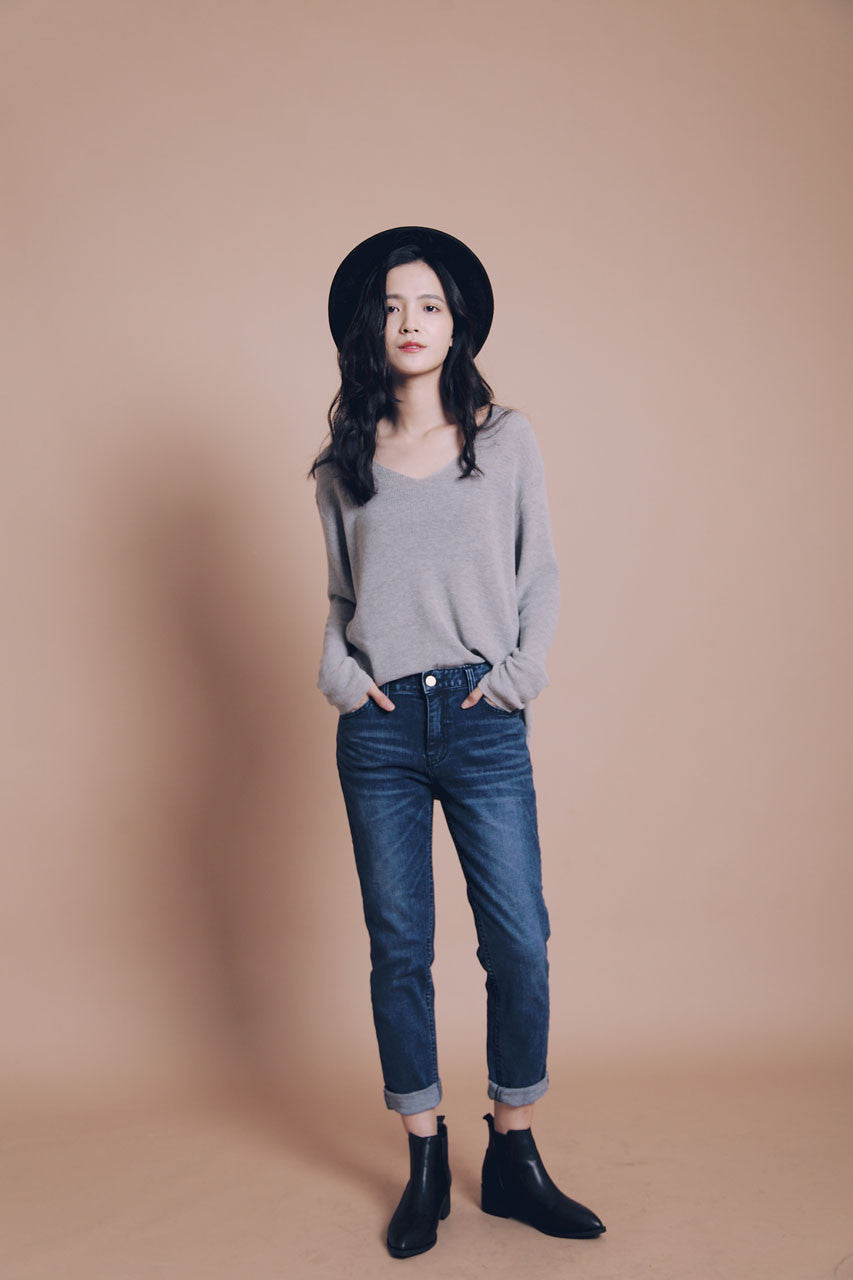 刷色抽鬚小直筒褲