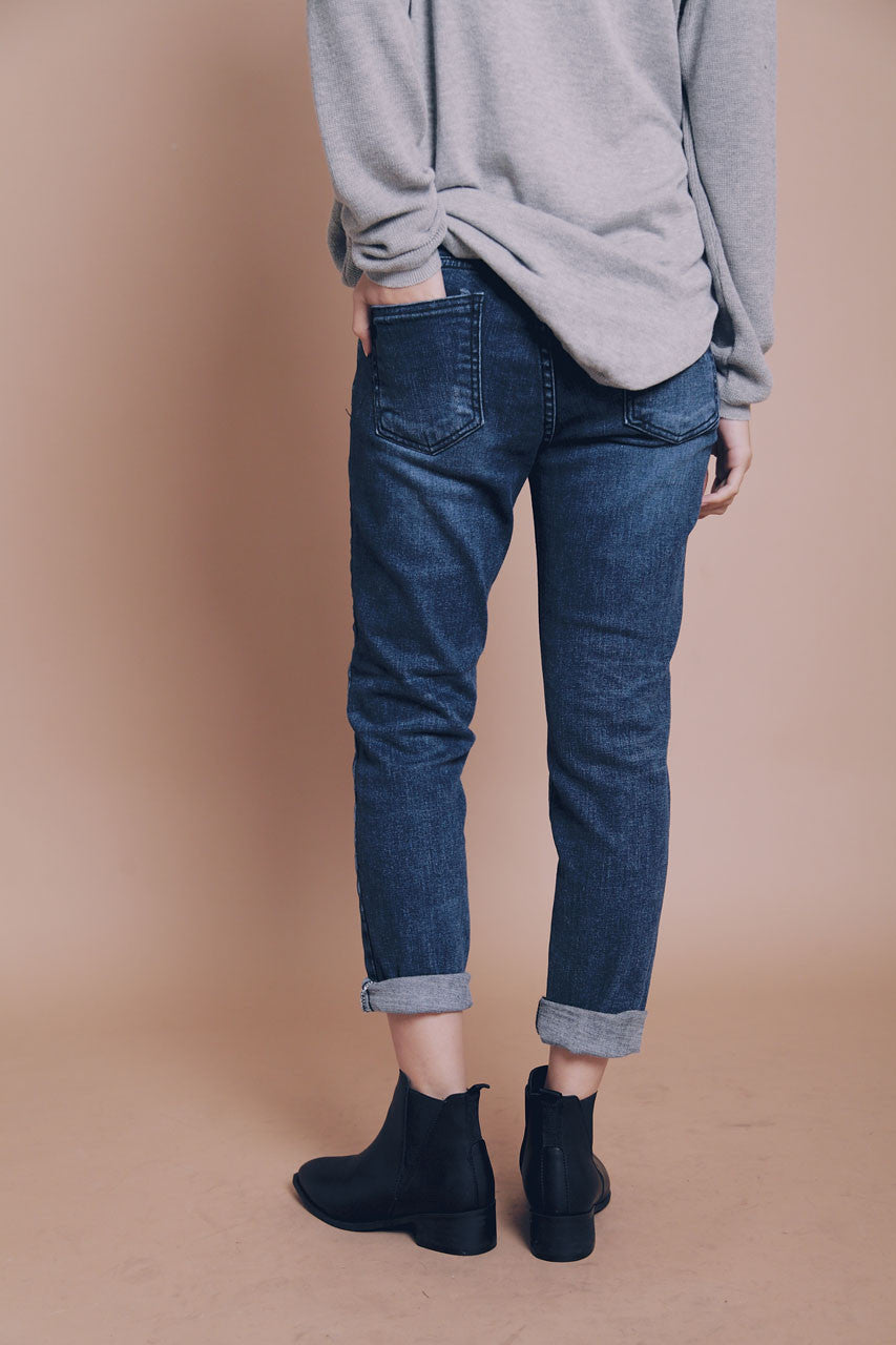 刷色抽鬚小直筒褲