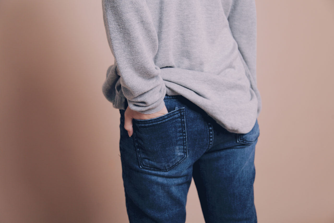 刷色抽鬚小直筒褲