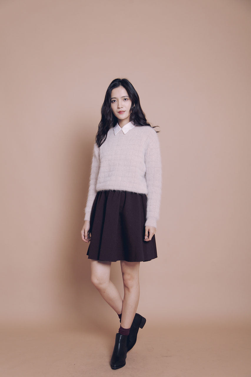 方格壓紋羊毛衣(三色)