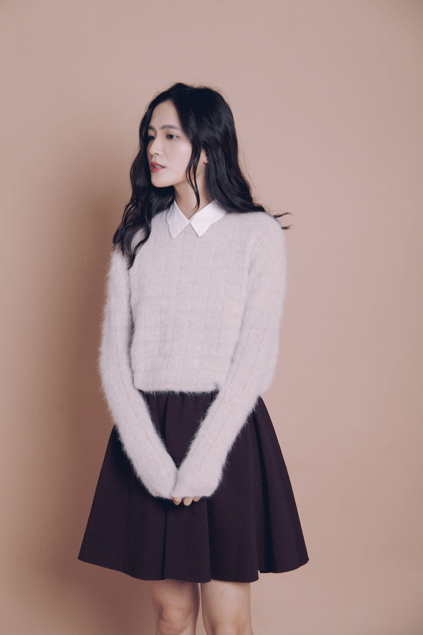 方格壓紋羊毛衣(三色)