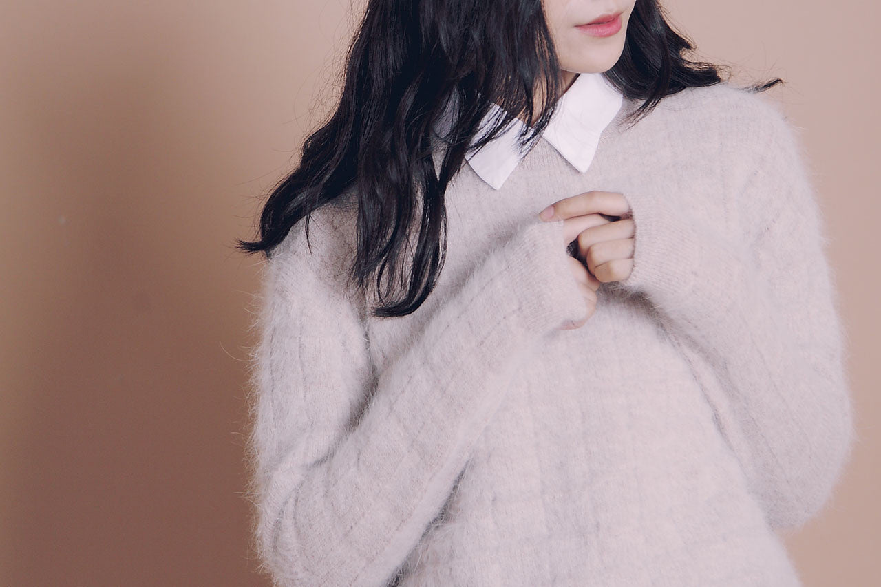 方格壓紋羊毛衣(三色)