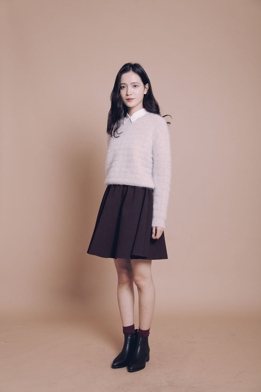 方格壓紋羊毛衣(三色)