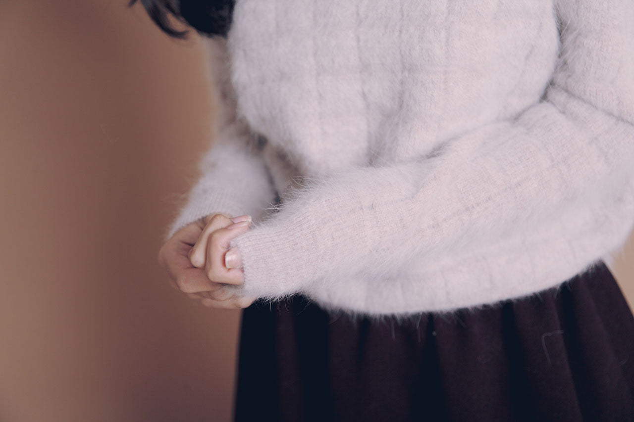 方格壓紋羊毛衣(三色)