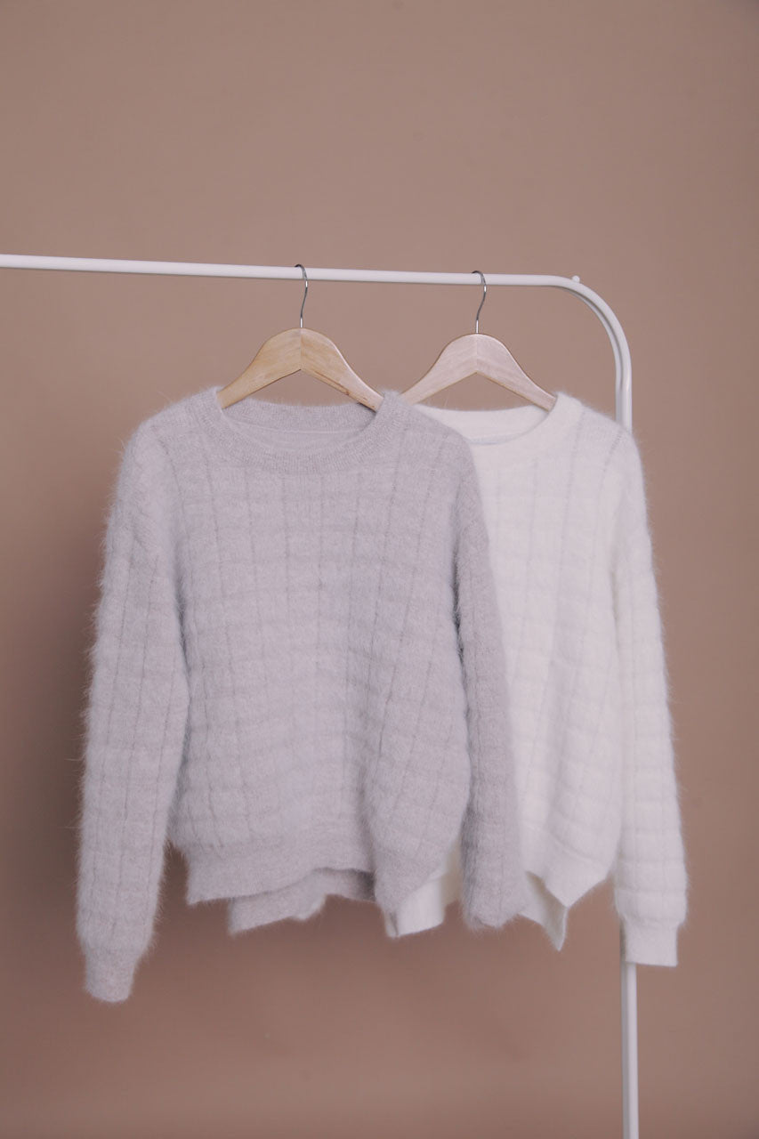 方格壓紋羊毛衣(三色)