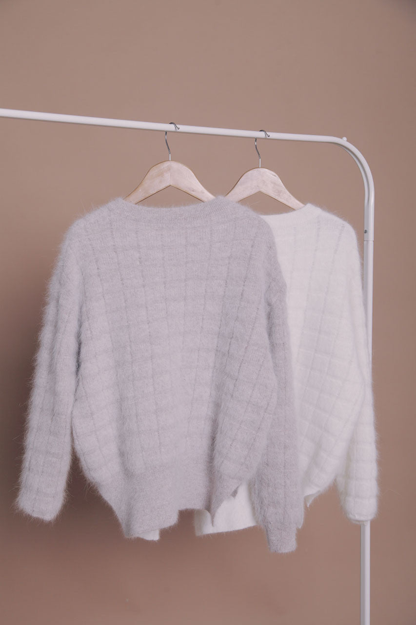 方格壓紋羊毛衣(三色)