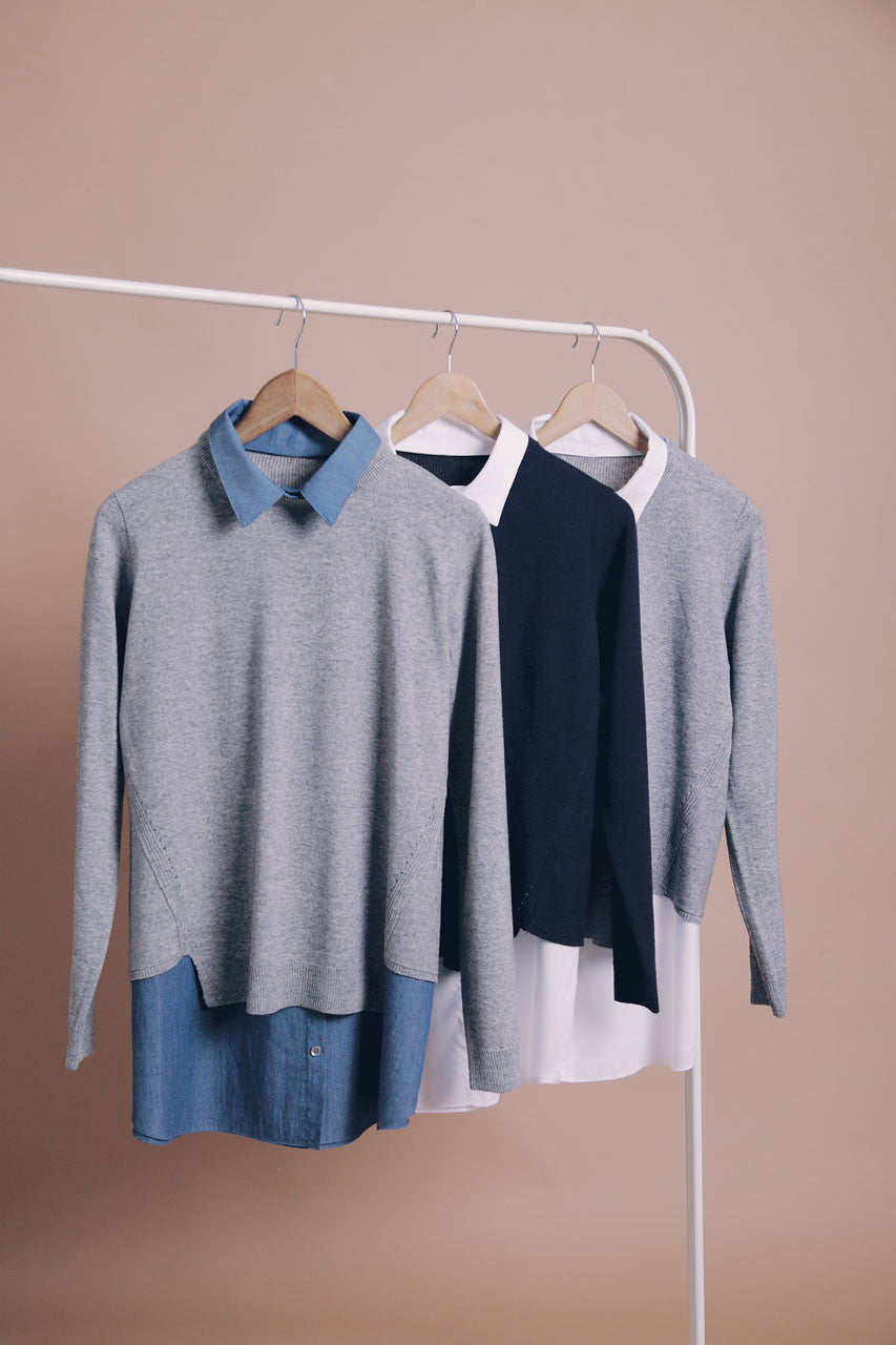 假兩件針織襯衫