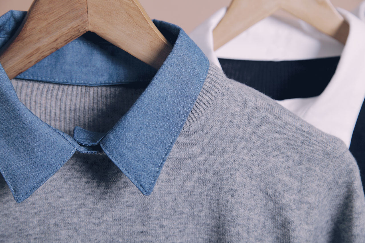 假兩件針織襯衫