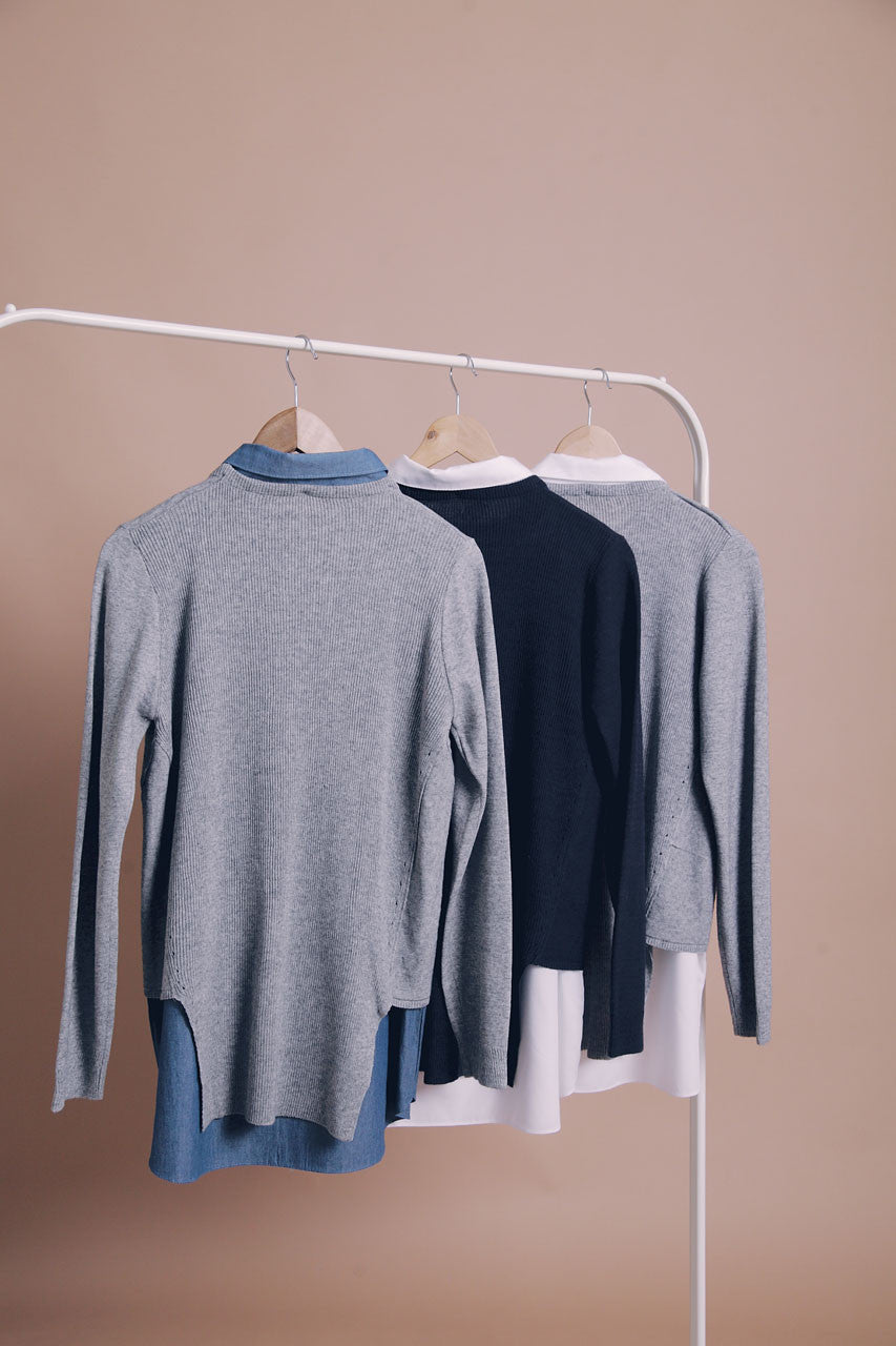 假兩件針織襯衫