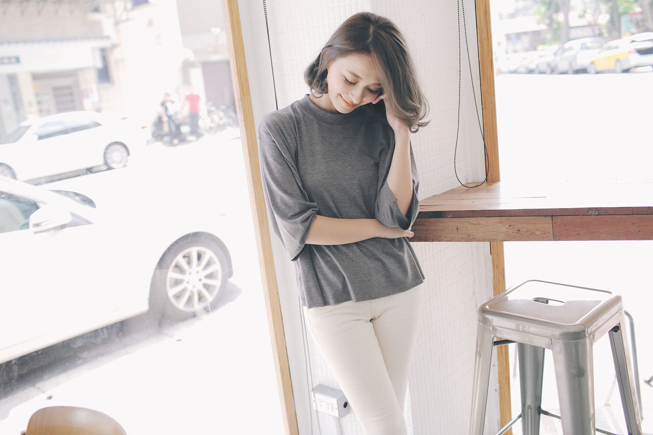 素面寬袖上衣(兩色)