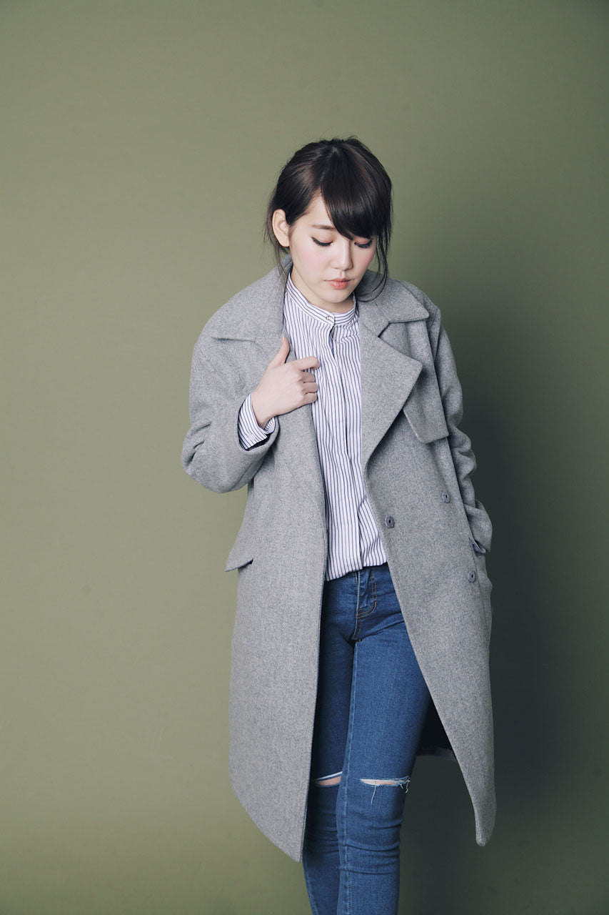 率性翻領羊毛大衣