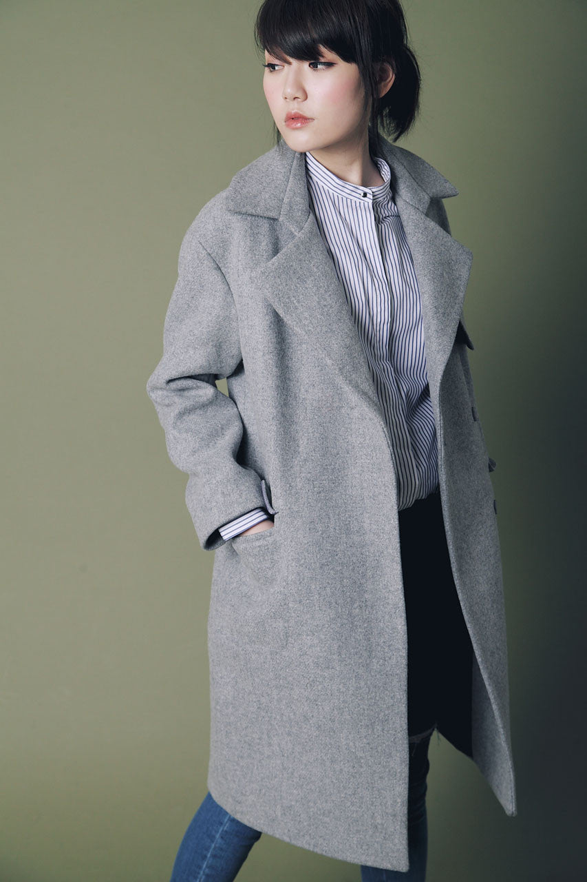 率性翻領羊毛大衣