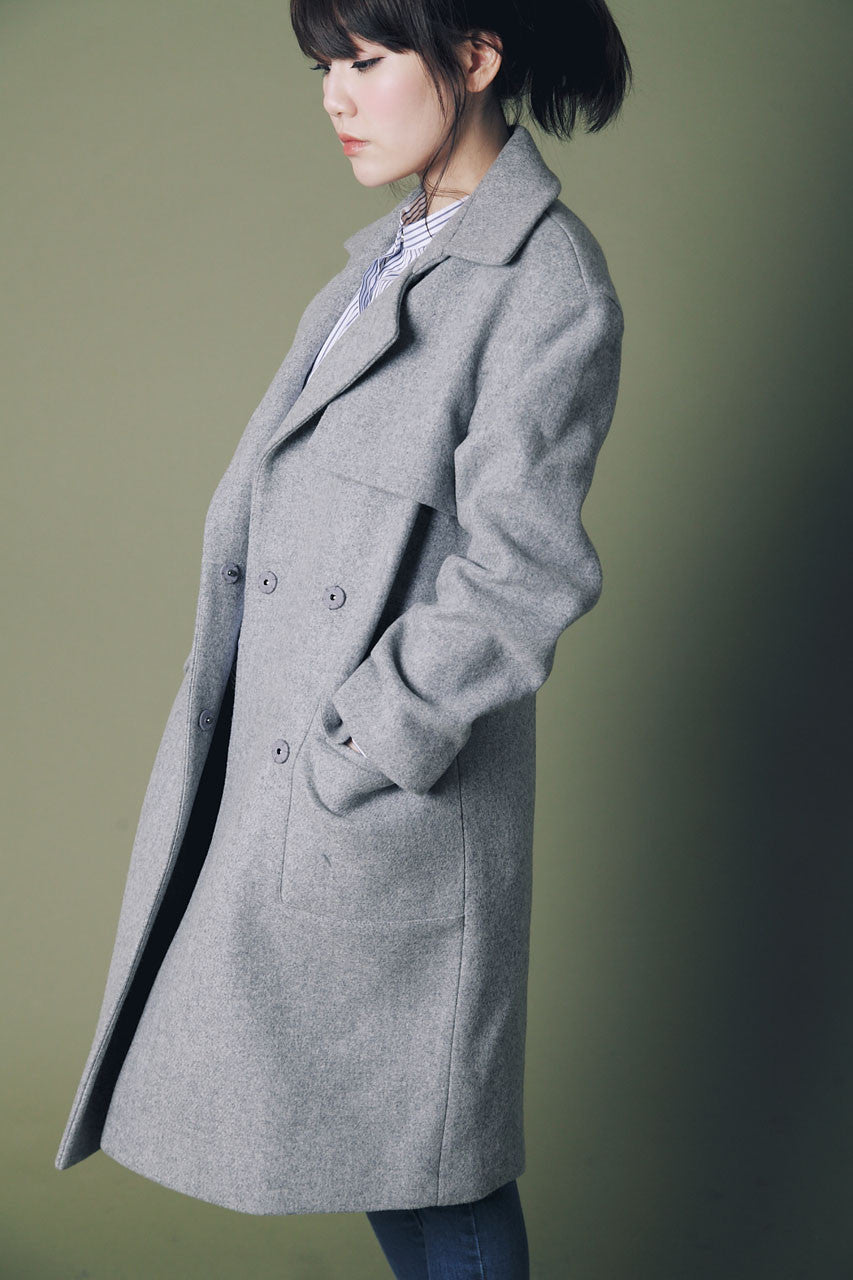 率性翻領羊毛大衣