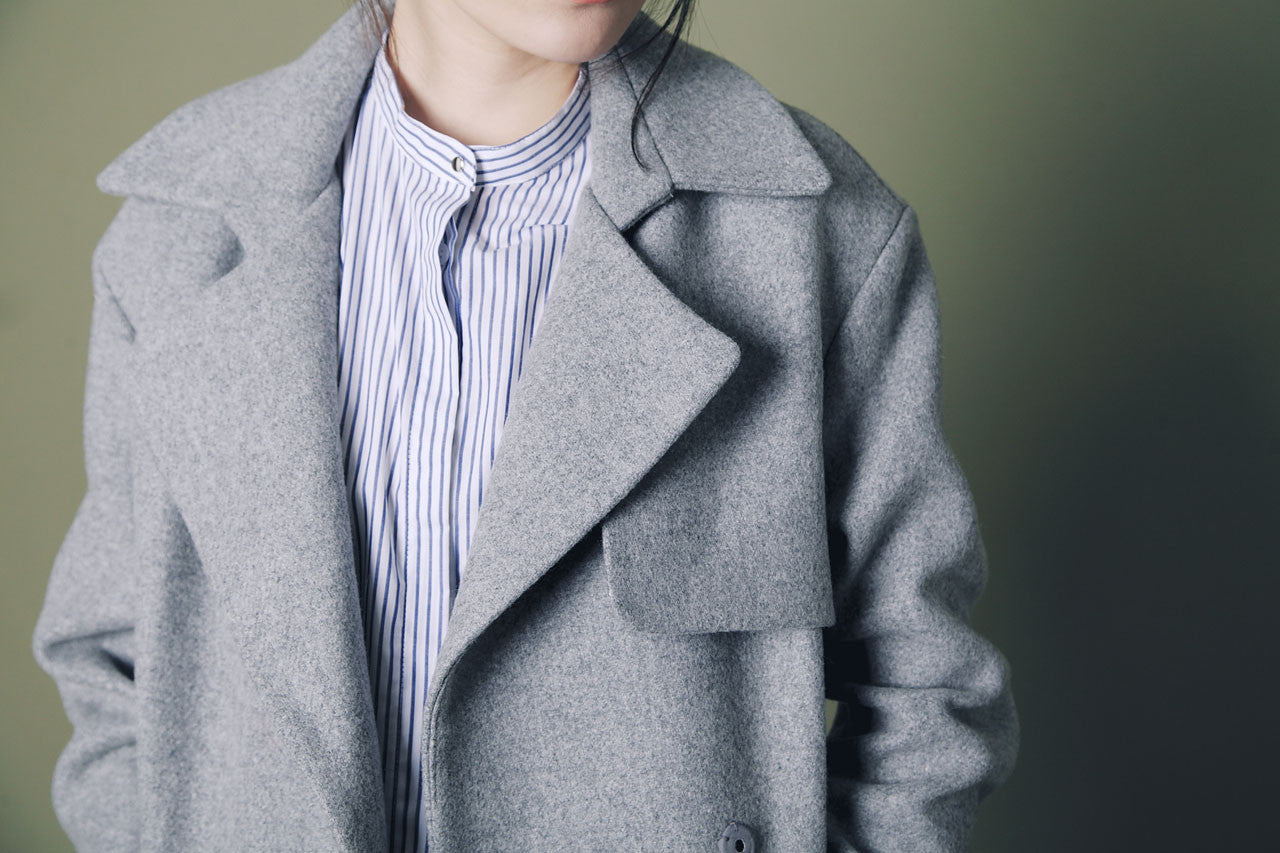 率性翻領羊毛大衣